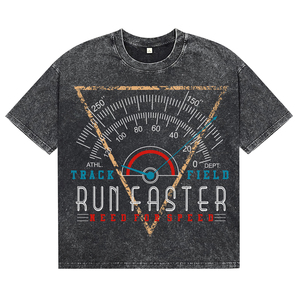 Camisetas Transpirables de Algodón para Hombre con Estampado de Atletismo y Lavado Ácido Vintage, Personalizables, de Manga Corta, para Venta al por Mayor - Product Image 1