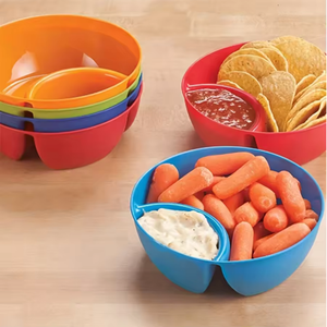 Juego de Tazones de Plástico Apilables de 6 Colores con Compartimentos Divididos para Cereal, Ensalada, Fruta, Aperitivos, Papas Fritas y Salsas - Product Image 2
