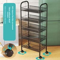 Rak Penyimpanan Rumah Tangga dari Logam - Troli Lantai Multi-Layer yang Dapat Dipindahkan untuk Dapur, Ruang Tamu, Kamar Mandi, Minimalis Modern, Buah dan Sayuran
