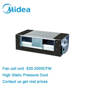 Midea brand water chiller fcu indoor 1200CFM High Static Pressure Duct 10kw 220-240v/1ph/50hz fan coil unit for Shopping Malls