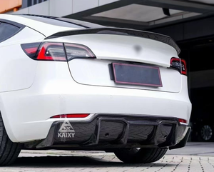 KXY V Style Carbon Fiber Rear <strong>Diffuser</strong> for Tesla <strong>Model</strong> <strong>3</strong>&amp;y Rear Bumper Lip - Product Image 4