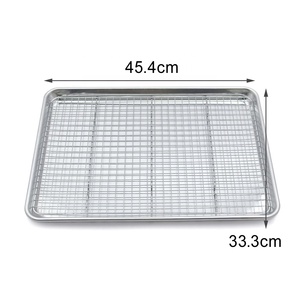 Mezzo foglio di alluminio <span class=keywords><strong>teglia</strong></span> <span class=keywords><strong>con</strong></span> cremagliera Set di cottura in metallo vassoio di cottura per il nome della torta <span class=keywords><strong>con</strong></span> <span class=keywords><strong>griglia</strong></span> di raffreddamento - Product Image 2