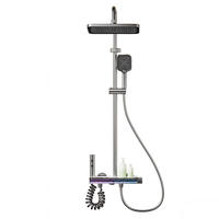 Ensemble de douche thermostatique mural en laiton brossé avec panneau de douche carré et pommeau de pluie pour salle de bain - Vente en gros