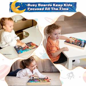 Hot Selling Wooden Toy New Sensory Toys <b>Solar</b> <b>System</b> Busy Board with LED <b>Light</b> Switches - Product Image 5