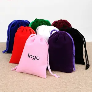 Promotional Customized Logo Drawstring Velvet Storage Packaging Jewelry Pouch Gift Bag