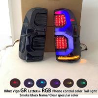 Feu Arrière LED Modifié GR Fumé Noir avec Contrôle APP RVB d'Usine pour Toyota Hilux Vigo 05-15