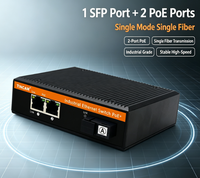 Switch PoE industriel Gigabit, monomode monofibre, transmission 20 km, port SC 1310/1550 nm