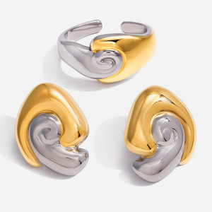 <b>Stud</b> <b>Earrings</b> <b>Set</b> Gold <b>Silver</b> Tone Spiral Design Women's Everyday Wear Fine Jewelry - Product Image 1