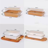 Boîte à pâtisserie rectangulaire créative en cuir de vache professionnel avec fenêtre ouverte, anti-graisse, transparente, pour sandwichs, rouleaux de serviettes