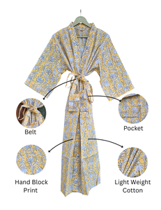 ชุดกิโมโนผู้หญิงลดราคา ไซส์ใหญ่ สีขาว ผ้าฝ้าย พิมพ์ลายดอกไม้ด้วยมือ สำหรับใส่พักผ่อน มีราคาขายส่ง - Product Image 3