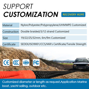 Dây kéo cứu hộ xe địa hình 4x4, dây kéo lực kéo, dây bện, bộ dụng cụ cứu hộ động năng, dây kéo với móc mềm tổng hợp, dây kéo cần cẩu - Product Image 2