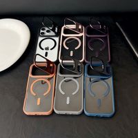 Étui magnétique de luxe avec béquille pour objectif compatible iPhone 17 16 Pro Max, coque antichoc mate
