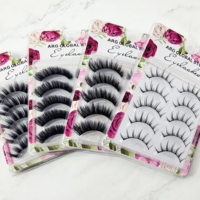 Ensemble de 5 paires de faux cils naturels longs et épais en fibres synthétiques, faits à la main, réutilisables, pour maquillage des yeux