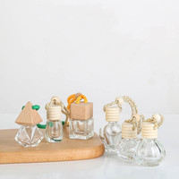 Bouteilles en verre vides LanJing 5ml 10ml pour diffuseur d'aromathérapie, désodorisant de voiture suspendu, parfum d'huile essentielle avec bouchon en bois