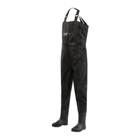 LYWISH Meilleure Qualité Nylon PVC Enduit Combinaison de Pêche Imperméable Durable pour la Chasse avec Bottes en PVC pour Adultes