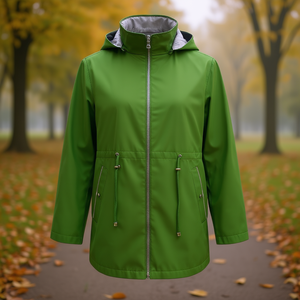 HDJ Plus Size <b>Windbreaker</b> VD-301 Women Hooded Zipper Jacket Long Sleeve Solid Color Autumn Coat 49-59 - Product Image 2
