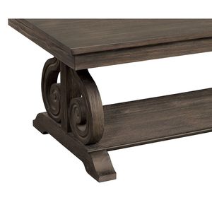 DB Classic Traditional <b>Dark</b> Oak Finish Wooden Coffee Table 1pc Living <b>Room</b> Furniture with Bottom Shelf and Scrolled Base Support - Product Image 3