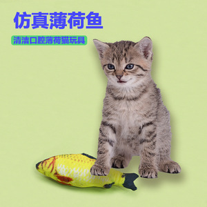 Juguete de peluche realista con forma de pez menta para gatos, juguete para estimular a los gatos, limpia los dientes, resistente a los arañazos y a las mordidas. - Product Image 5