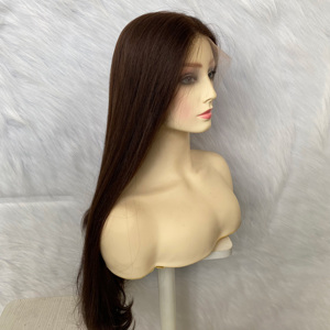 100% capelli umani capelli grezzi vergini Super doppia parrucca gioiello marrone evidenzia radici scure parrucche Kosher europei non trasformati - Product Image 2