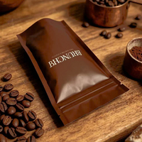 Sachet Doypack Personnalisé Mat Brun Refermable en Aluminium, Taille et Logo sur Mesure pour Grains de Café, Feuilles de Thé, Emballage Alimentaire en Gros