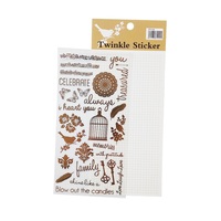 1 feuille/paquet d'autocollants en PVC imperméables à motifs floraux et lettres dorées, autocollants pour scrapbooking, étiquettes cadeaux, décoration, autocollants d'étanchéité