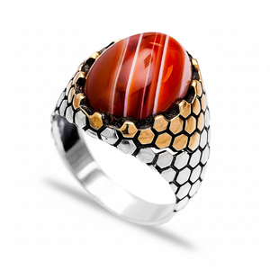 Agate Stone Oval Shape <b>Men</b> <b>Ring</b> Jewelry Man Jewellery Wholesale Handcrafted Authentic 925 Sterling <b>Silver</b> <b>Men</b> <b>Ring</b> - Product Image 2