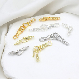Cierre de anzuelo con acabado en oro de 18k que conserva el color, hebilla con acabado de flor de campanilla, cierre de conexión, pulsera y collar hechos a mano DIY - Product Image 4