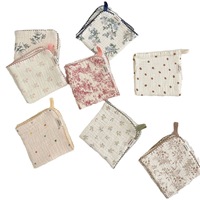 Lingettes carrées en mousseline de coton pour bébé, imprimées, 4 couches, absorbantes, motif floral, serviette pour le visage, douce et confortable, pour un usage domestique, pour les nouveau-nés et les nourrissons