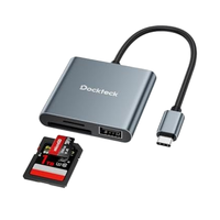 Adaptateur USB3.1 3 emplacements Dockteck Super Speed, 312 Mo/s, lecteur SD4.0 OTG Plug&Play, SD/Micro SD/USB, alliage d'aluminium