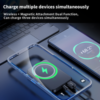 Chargeur portable ultra-fin haute capacité, charge rapide sans fil magnétique, batterie Li-polymère 5000mAh/10000mAh, 15W LED