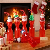 Botella de burbujas navideña con pajita, diseño de Papá Noel, muñeco de nieve y elfo, varita de burbujas de plástico PET, juguete para niños, recuerdo para fiestas navideñas