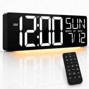 Changing <b>LED</b> <b>Wall</b> <b>Clock</b> Large Display Temperature Humidity Timer Remote Dual Alarm Home Decor - Product Image 1