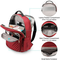 Tas Ransel Laptop Wanita Bergaya Quilted dengan Penutup Ritsleting, Port USB, Kapasitas Besar 16 Inci, Pegangan Lembut, Tali untuk Penggunaan Bisnis dan Sekolah