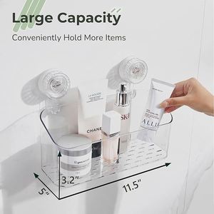 Panier de Douche Transparent à Ventouse, Organisateur Mural pour Douche, Étagère de Salle de Bain à Fixation Murale (Grand) - Product Image 5