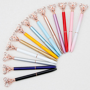 Regalo di lusso per ragazze in metallo con decorazioni per Natale, colorato, bello regalo di nozze, grande cristallo, penna a farfalla con diamante, regalo per lei - Product Image 1