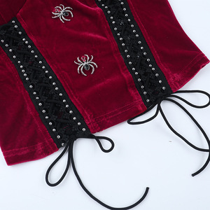 Gothic Punk Clothing Volume Palace-Style Chaleco de terciopelo rojo Otoño Nuevo estilo <span class=keywords><strong>Street</strong></span> Sexy Tops para mujeres - Product Image 6