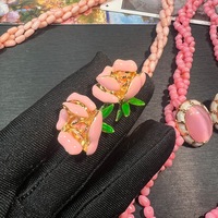 Collier français multicouche en perles de riz corail rose vieilli style palais rétro pour femme
