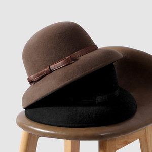 Luxuriöser französischer Stil <span class=keywords><strong>Herben</strong></span> Eleganter Damen-Wollfilzhut für Outdoor-Spaziergänge und Freizeitkleidung mit Seidenschleife - Product Image 1
