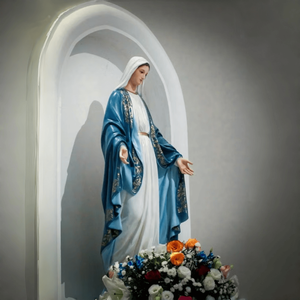 Statue de la Vierge Marie en résine et fibre de verre résistante aux intempéries, peinte à la main, style antique, 65 pouces grandeur nature, modèle personnalisable pour jardin extérieur - Product Image 2