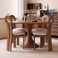 Hochwertige Kleine Esszimmer-Garnitur mit Tisch und Stühlen im Italienischen Retro-Stil aus Massivholz mit Drehteller für Moderne Kleine Wohnungen