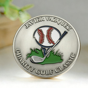 Monete Commemorative Classiche di Golf Personalizzate ed Economiche per <span class=keywords><strong>Beneficenza</strong></span> |   Medaglione Sportivo da Collezione con Design di Baseball e Mazza da Golf - Product Image 1