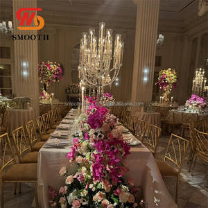 Smooth 13-Arm Crystal <b>Candelabra</b> Table Centerpiece with Mirror Design Wedding Use Custom Size From China - Product Image 4