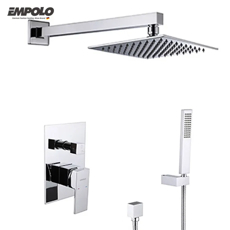 Brass Shower Mixer Faucet Temp Control Rainfall Faucet Set Concealed Mixer Bathroom Shower Mixer Faucet System Set