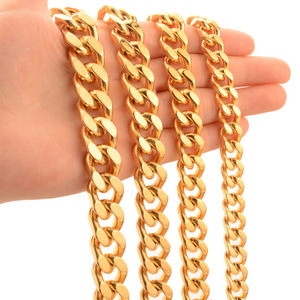 <span class=keywords><strong>Collana</strong></span> da <span class=keywords><strong>Uomo</strong></span> con <span class=keywords><strong>Catena</strong></span> Cubana Lucida in Acciaio Inossidabile Placcato <span class=keywords><strong>Oro</strong></span> 18k PVD Nero, Larghezza 9mm 11mm 13mm 15mm, Stile Hip Hop - Product Image 5