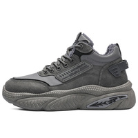 Baskets polyvalentes et tendance pour hommes à semelle épaisse, parfaites pour la course décontractée ; Nouvelles chaussures de papa doublées polaire, respirantes et chaudes pour l'hiver