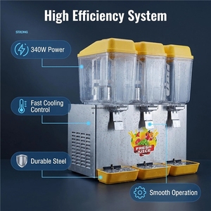Distributeur de boissons froides multi-réservoirs 16L haute capacité, unité de service électrique à trois cylindres pour boissons aux fruits réfrigérées, idéal pour la restauration - Product Image 1