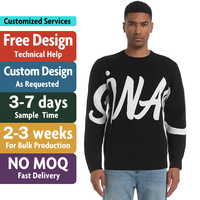 Pull personnalisé pour homme avec logo, design jacquard, tricot à manches longues, col rond, pull en coton d'hiver, pull personnalisé pour homme