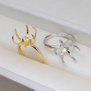 แหวนเงินแท้ S925 ดีไซน์ดอกไม้หกแฉกแบบเปิด สำหรับติดไข่มุก DIY แฟชั่น 18K 1919 อุปกรณ์เสริมแหวนไข่มุก DIY แบบบาโรก - Product Image 2