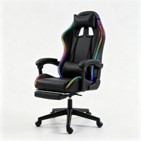 Silla de Juego Giratoria de Cuero PU Personalizada, OEM ODM, Estilo Ergonómico de Carreras con Soporte Lumbar, Luz RGB, Venta al Por Mayor, Pedidos al Por Mayor