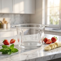 Bol en verre de rechange grande capacité en verre sodocalcique pour hachoir à viande, robot culinaire, pièces détachées robustes et durables pour cuisine, vente en gros OEM